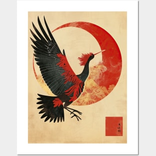 vintage japanese royal Crane Posters and Art